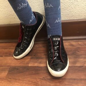Men’s Black Shiny Converse Sneakers~Size 8~